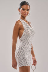 DRIPPED OUT RHINESTONE MINI DRESS