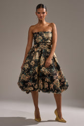DRESSED TO IMPRESS BROCADE MIDI DRESS