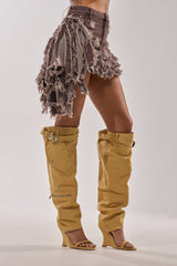 AZALEA WANG ANOUK KHAKI SPORT WEDGE BOOT