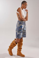 AZALEA WANG ARDIS TAN RUCHED FLAT BOOT