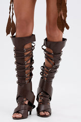 AZALEA WANG BLACKBIRD BROWN PU STILETTO GLADIATOR SANDAL