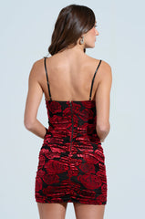 CAROLINE ROSE PRINT VELVET BURNOUT MINI DRESS