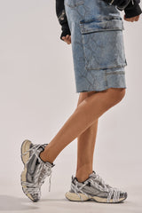 AZALEA WANG SAMURAI GREY MULTI CHUNKY SNEAKER