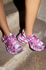 AZALEA WANG SELIE PURPLE LACE UP SNEAKER