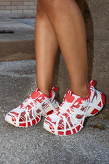 AZALEA WANG SELIE RED FLAT SNEAKER