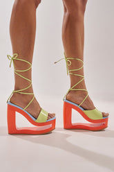 AZALEA WANG TAFFY MULTI NOVELTY WEDGE MULE SANDAL