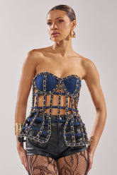 DOWN SOUTH CHAIN DETAIL BUSTIER TOP