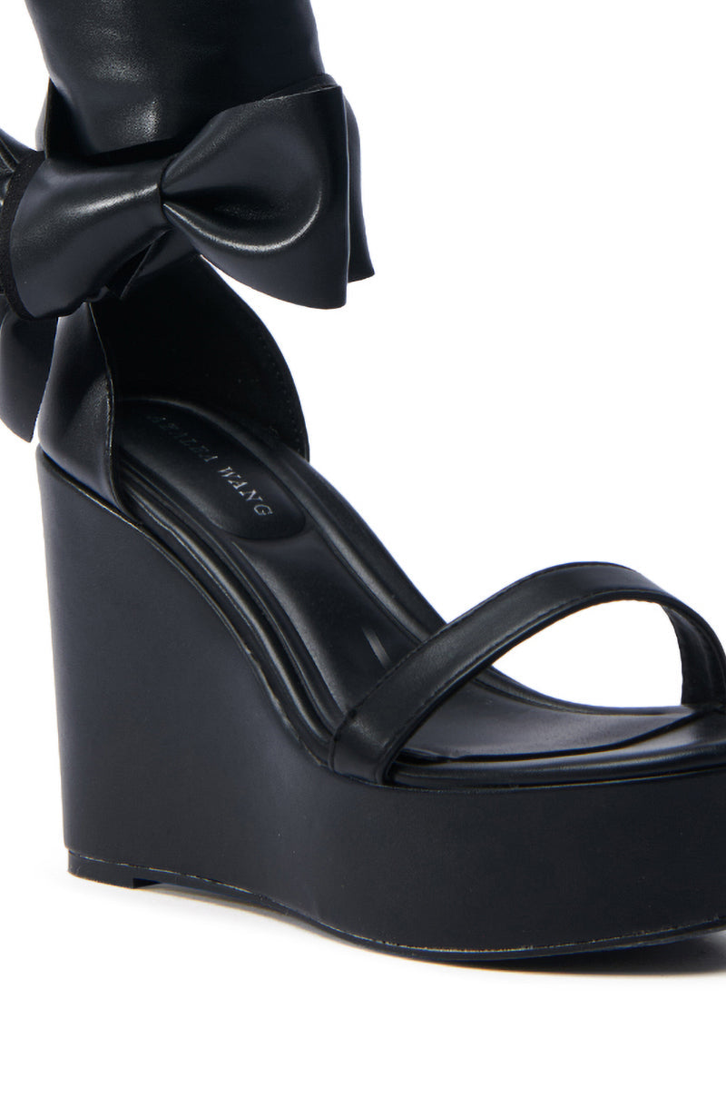 AZALEA WANG EMEKA BLACK WEDGE SANDAL