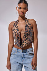 CHEETAH GIRLY COWL NECK TOP