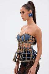 DOWN SOUTH CHAIN DETAIL BUSTIER TOP