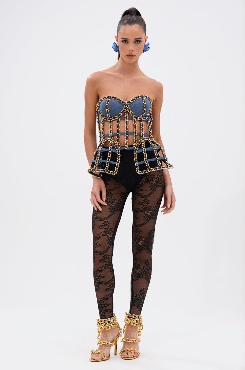 DOWN SOUTH CHAIN DETAIL BUSTIER TOP