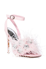 AZALEA WANG PAVO FEATHER EMBELLISHED SANDAL IN PINK