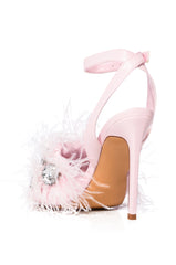 AZALEA WANG PAVO FEATHER EMBELLISHED SANDAL IN PINK