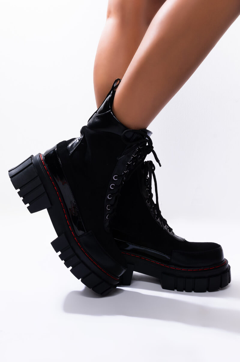 AZALEA WANG YOU'RE NEVER ALONE FLATFORM BOOTIE IN BLACK